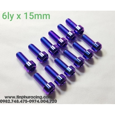 Ốc titanium GR5 6ly x 15mm (màu xanh tím)