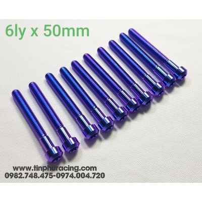 Ốc titanium GR5 6ly x 50mm (màu xanh tím)